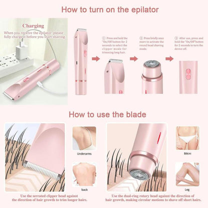 Mother'S Day Gift, Electric Hair Trimmer for Women, 1 Box Rechargeable 2 in 1 Body & Facial Diffuser Hair Removal Double Head Trimmer for Face Underarm Legs, Gifts for Girl, Women'S Electric Shaver, Bikini Shaver for Women