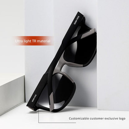 S12100-Sunglasses Driving Uv-Proof Sun-Proof Square round Face Sunglasses Driving Polarized Light Sun-Shade Glasses Modern Eyeglass，Tr90 Ultra-Lightweight Temple Material ，Chromium Alloy Glasses Are Shock-Resistant and Scratch-Proof.